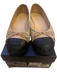 Chanel Slingback Leder Ballerinas - Natur