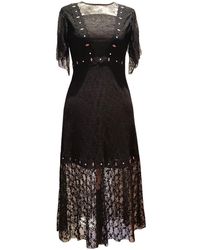 Sandro Spitze Midi kleid - Schwarz