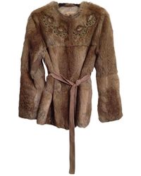 Sandro Brown Rabbit Coat