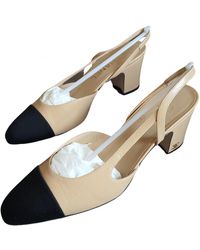 Chanel Slingback Leder Pumps - Natur