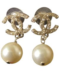 Chanel Pendientes CC de Perlas - Neutro