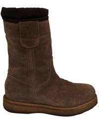 Moncler Bottes en Suede Marron
