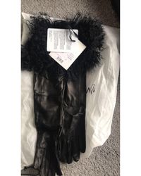 Moncler Gants cuir noir