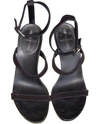 Sergio Rossi Sandales à talons veau velours noir