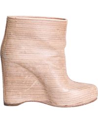 Maison Margiela Bottines & low boots à compensés cuir lamellé beige - Neutre