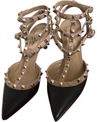 Valentino Sandales à talons cuir noir