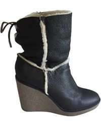 Moncler Bottines & low boots à compensés mouton retourné marron