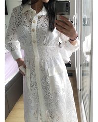 Sandro Robe longue polyester blanc