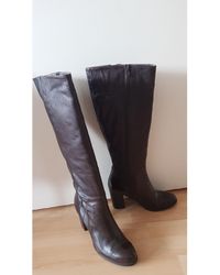 Herno Bottes à talons cuir marron
