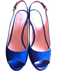 Sergio Rossi Sandales à talons cuir verni bleu