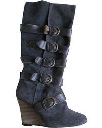 Sandro Bottes à compensés cuir noir