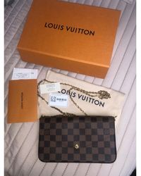 Louis Vuitton Sac pochette en cuir toile marron