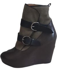 Sandro Bottines & low boots à compensés cuir et daim marron