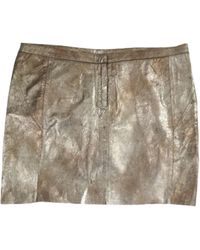 Maje Jupe courte cuir doré - Métallisé