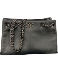 Chanel Sac à main en cuir cuir gris