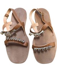 Miu Miu Sandales plates cuir beige - Neutre