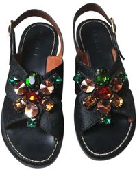 Marni Sandales plates cuir noir