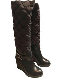 Moncler Bottes à compensés cuir noir