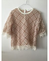 Sandro Top, tee-shirt dentelle beige - Neutre