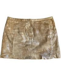 Maje Jupe courte cuir doré - Métallisé