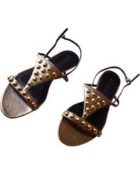 Sandales Plates Doré Cuir Cuir Plates Sandales Métallisé hQdrCst