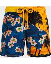 Vilebrequin - Hawaiian Mix Badeshorts Für Herren - Vbq X Palm Angels - Bademode - Moorea - Gelb - Größe M - Lyst