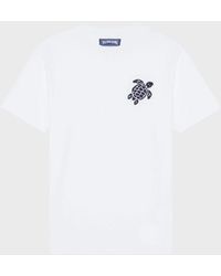 Vilebrequin - Organic Cotton T-shirt Embroidered Turtle - Tee Shirt - Portisol - White - Size S - Lyst