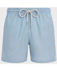 Vilebrequin - Ultrafine Wool Swim Shorts Micro Rayures Tailoring - Swimwear - Moopea - Blue - Size M - Lyst