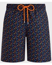 Vilebrequin - Long Swim Trunks Micro Ronde Des Tortues - Swimwear - Okoa - Orange - Size S - Lyst