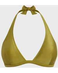 Vilebrequin - Halter Bikini Stretch Shiny Top Solid - Swimwear - Fleche - Green - Size S - Lyst