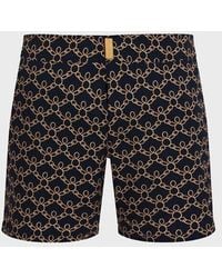 Vilebrequin - Stretch Short Flat Belt Swim Shorts Turtles Chain - Lyst