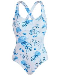 Vilebrequin - Maillot De Bain Pièce Bretelles Croisées Femme Medusa And Shells - Lyst