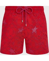 Vilebrequin - Swim Shorts Embroidered Turtles Net - Limited Edition - Swimwear - Mistral - Red - Size S - Lyst