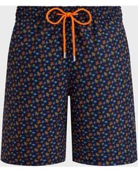 Vilebrequin - Long Swim Shorts Micro Ronde Des Tortues - Swimwear - Okoa - Orange - Size S - Lyst
