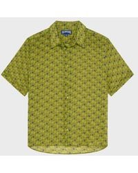 Vilebrequin - Ramie Bowling Shirt Micro Ronde Des Tortues - Shirt - Courbis - Green - Size S - Lyst