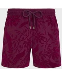 Vilebrequin - Ultra-light And Packable Swim Trunks Flocked Birds Of Paradise - Swimwear - Mahina - Purple - Size Xs - Lyst