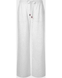 Vilebrequin - Floral Broderie Anglaise Fluid Cotton Pants - Pant - Freyja - White - Size Xs - Lyst