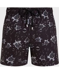 Vilebrequin - Micro-perforated Ultra-light And Packable Swim Trunks Bubble Turtles 3d - Swimwear - Mahina - Black - Size Xs - Lyst