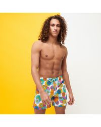 White & Yellow Striped Swim Shorts SSENSE Men Sport & Swimwear Swimwear Swim Shorts 