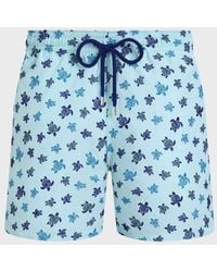 Vilebrequin - Embroidered Swim Trunks Micro Ronde Des Tortues - Limited Edition - Swimwear - Mistral - Blue - Size M - Lyst