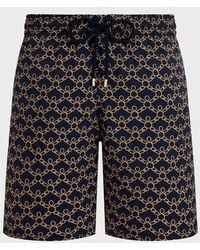 Vilebrequin - Long Stretch Swim Shorts Turtles Chain - Lyst