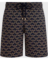 Vilebrequin - Long Stretch Swim Shorts Turtles Chain - Lyst