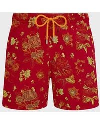 Vilebrequin - Swim Shorts Embroidered Flowers - Limited Edition - Mdb - Mistral - Red - Size S - Lyst