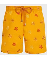 Vilebrequin - Embroidered Swim Trunks Micro Tortues Diagonales - Limited Edition - Swimwear - Mistral - Orange - Size S - Lyst