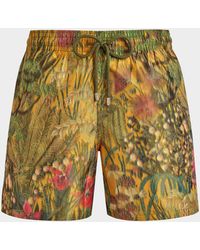 Vilebrequin - Silk Swim Shorts Mystère - X Maison Bucol - Swimwear - Moopea - Green - Size S - Lyst