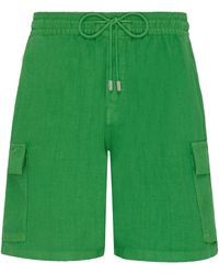 Vilebrequin - Einfarbige Leinen-bermudashorts Mit Cargotaschen Für Herren - Lyst