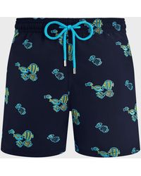 Vilebrequin - Swim Trunks Embroidered Fishy Vibes - Swimwear - Mistral - Blue - Size L - Lyst