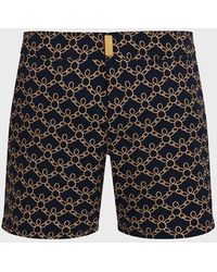 Vilebrequin - Stretch Short Flat Belt Swim Shorts Turtles Chain - Lyst