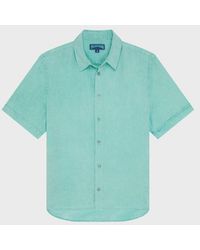 Vilebrequin - Mineral Dye Linen Bowling Shirt - Shirt - Courbis - Green - Size S - Lyst