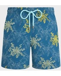 Vilebrequin - Embroidered Swim Trunks Octopus In Stripes - Limited Edition - Swimwear - Mistral - Blue - Size Xl - Lyst